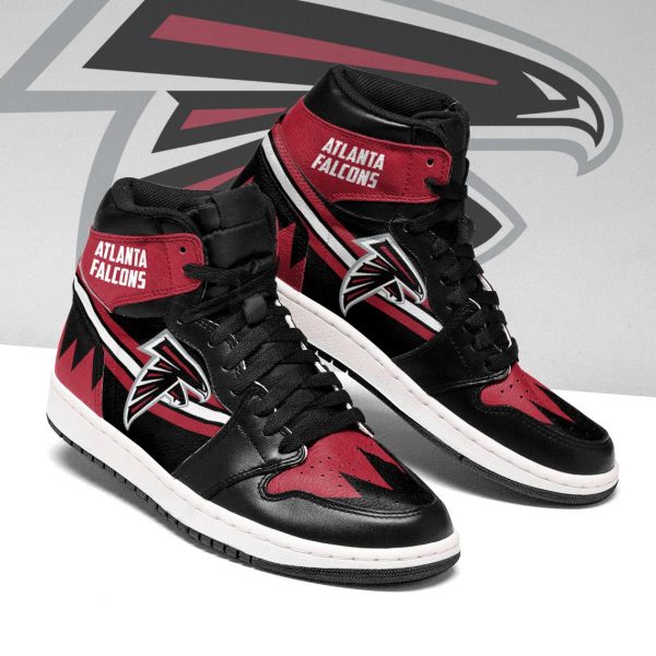 Men's Atlanta Falcons High Top Leather AJ1 Sneakers 004 Men's Atlanta Falcons High Top Leather AJ1 Sneakers 004